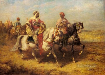 アドルフ・シュレイヤー Painting - アラブの族長とその側近 アラブのアドルフ・シュライヤー